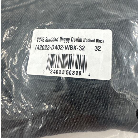 MNML Men's Washed Black V376 Studded Baggy Denim Jeans Size 32 - Picture 3 of 10